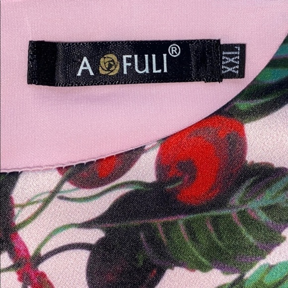 aofuli Fit and Flare Dress Cherries, Bees and Flowers Size XXL Whimsical Poc… - Picture 8 of 10